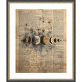 Moon Phases Watercolor Vintage Newspaper Astronomy Science By Tradelink Inhouse Artist Wood Framed Wall Art Print