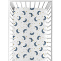 Moon And Star Collection Boy Or Girl Fitted Crib Sheet Navy Blue And Gold Watercolor Celestial Sky