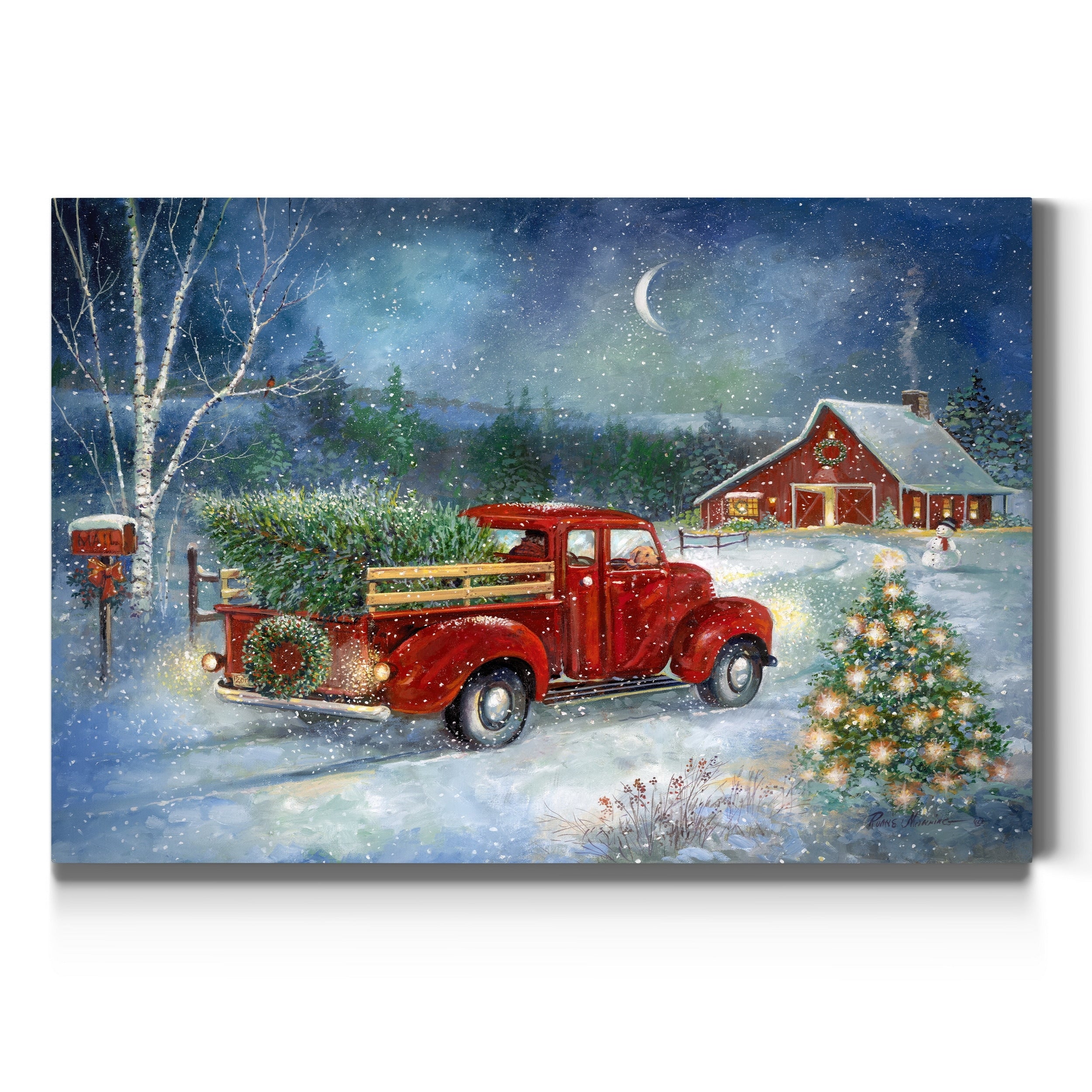 Moonlit Skaters Premium Gallery Wrapped Canvas Ready To Hang