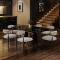 Mordern Fort 6 Piece Boucle Dining Chairs Set Boucle Accent Arm Chair