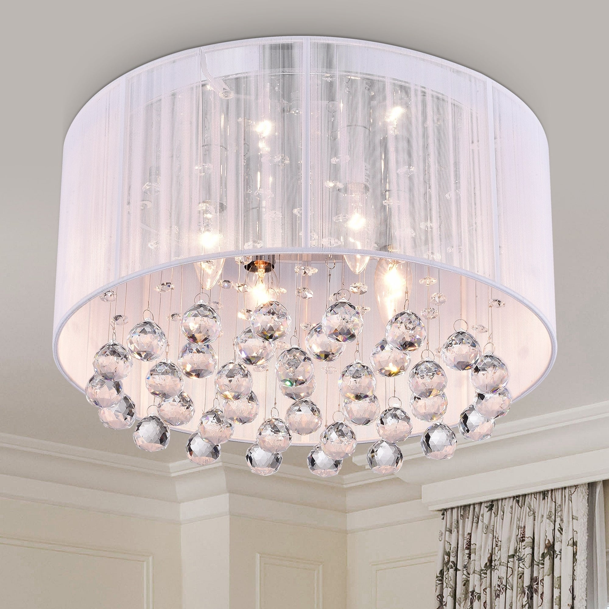 Mordred Chrome 4 Light Pendant With Fabric Shade