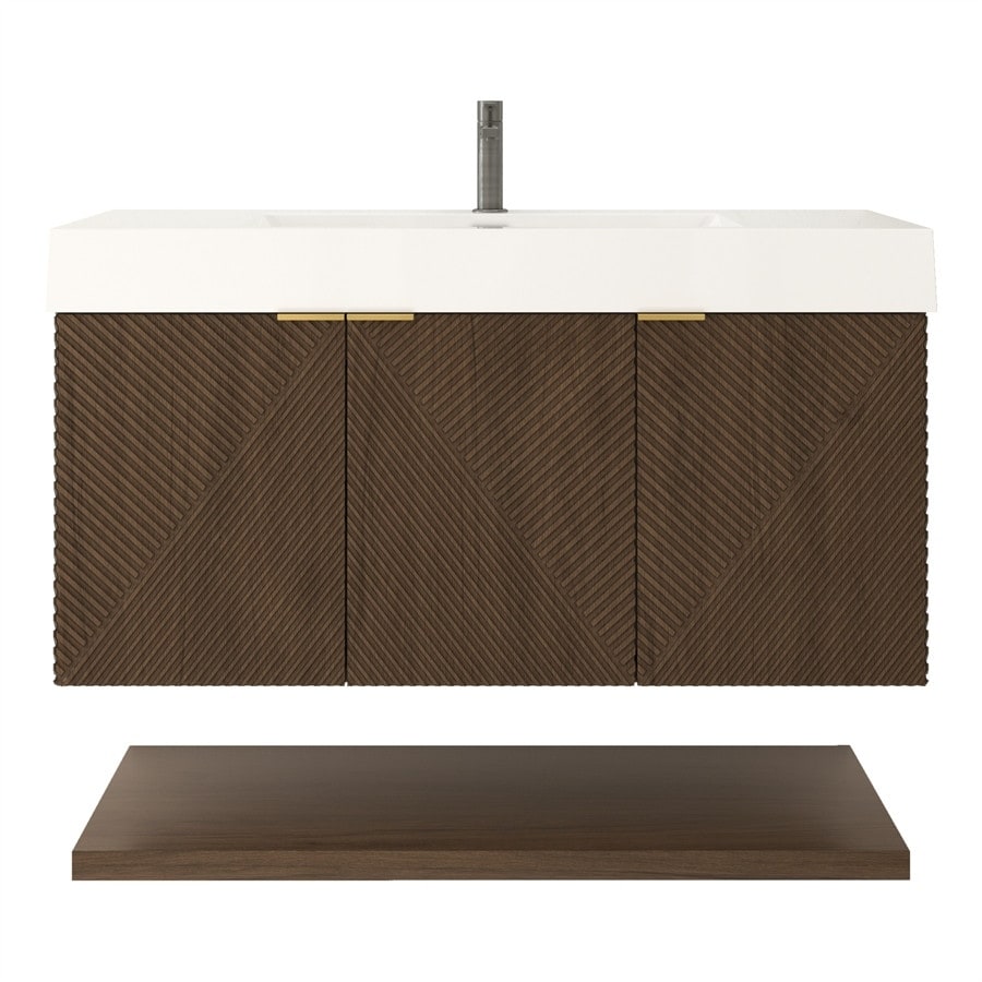 Modern 42 Floating Bathroom Vanity With Reinforced Acrylic Sink Soft Close Drawers And Right Side Storage Stella Series 42