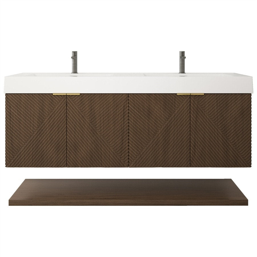 Moreno Stella 60 Inches Wall Mounted Vanity Set With Doors And Inside Drawer