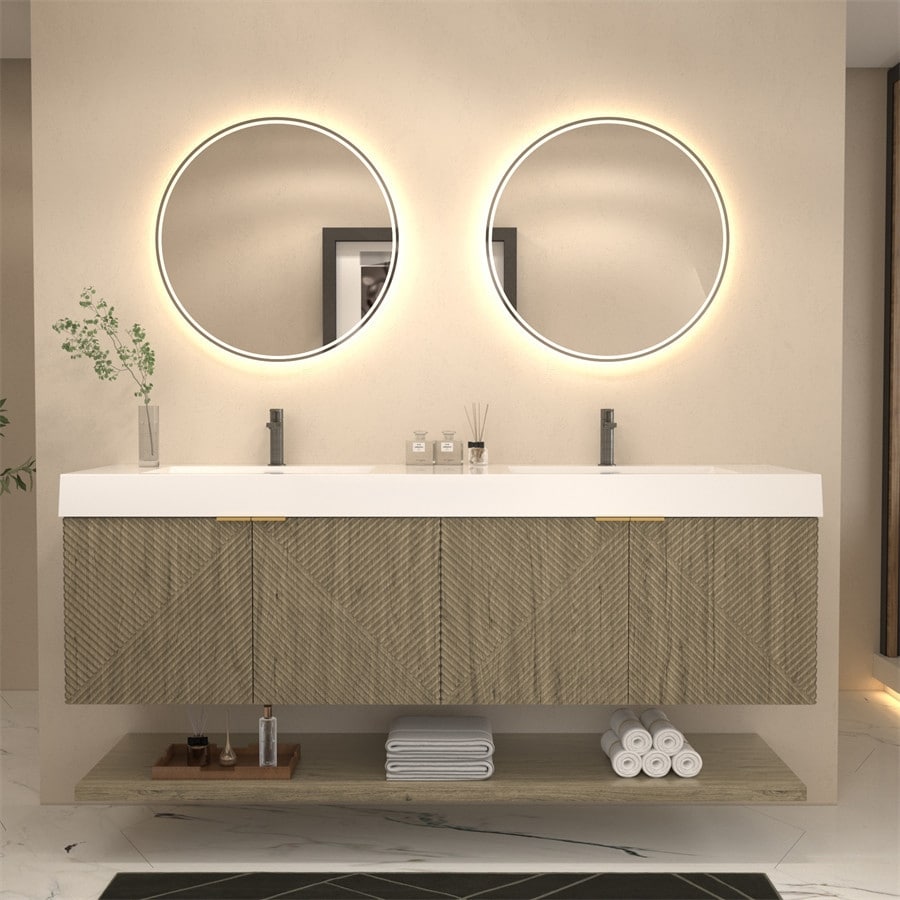 Moreno Stella 72 Inches Wall Mounted Vanity Set With Doors And Inside Drawer