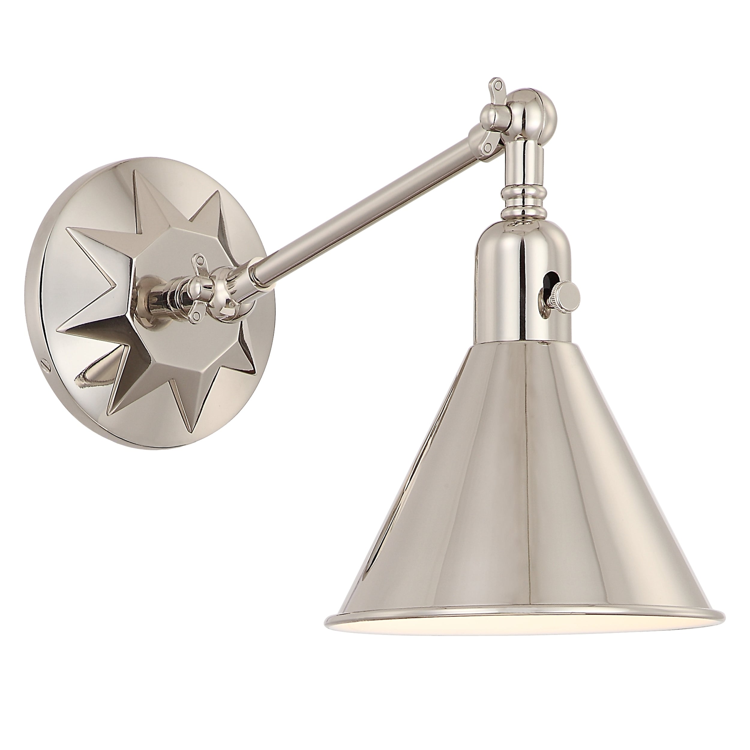 Crystorama Morgan Collection 1 Light Polished Nickel Swing Arm Wall Sconce
