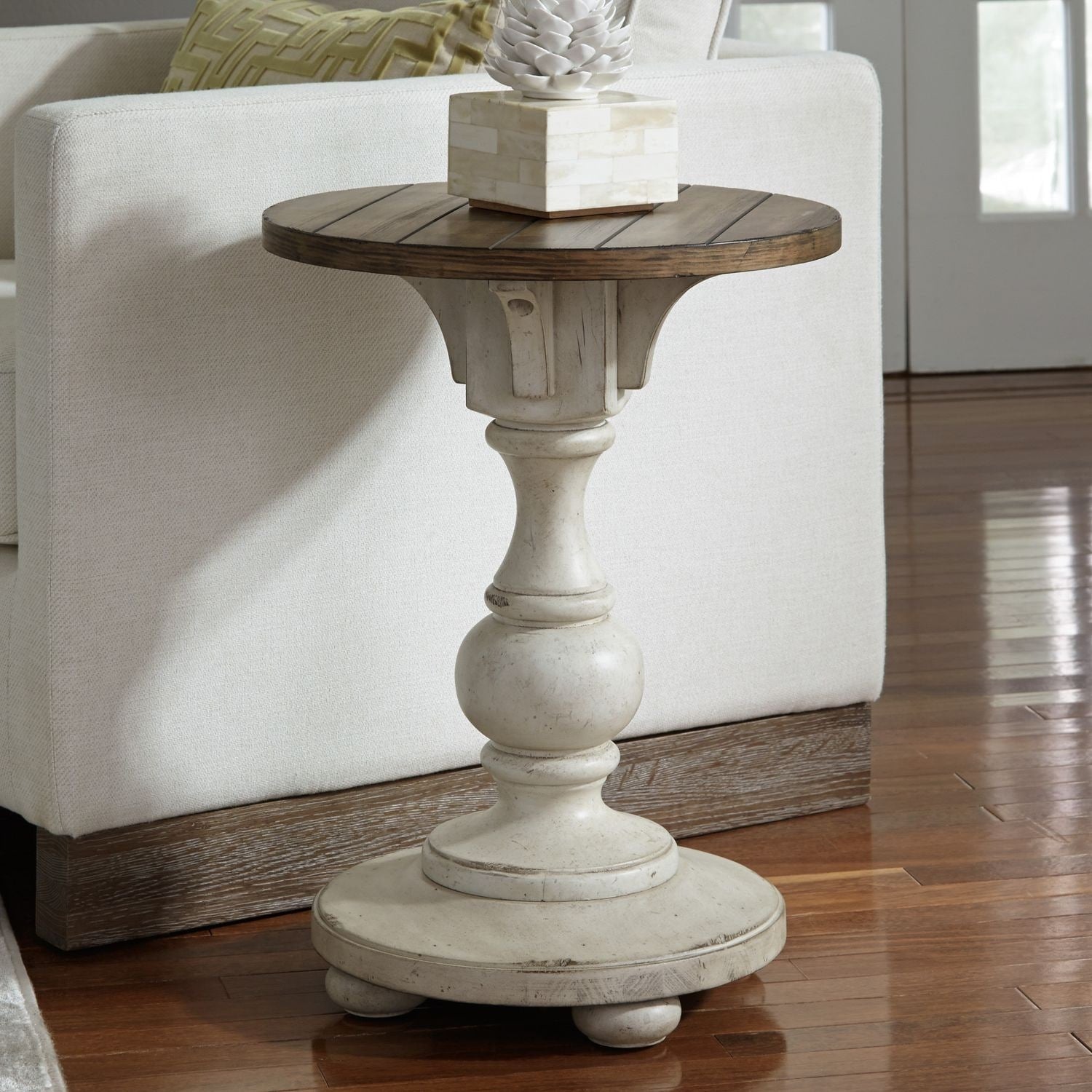 Morgan Creek Antique White And Tobacco Chair Side Table