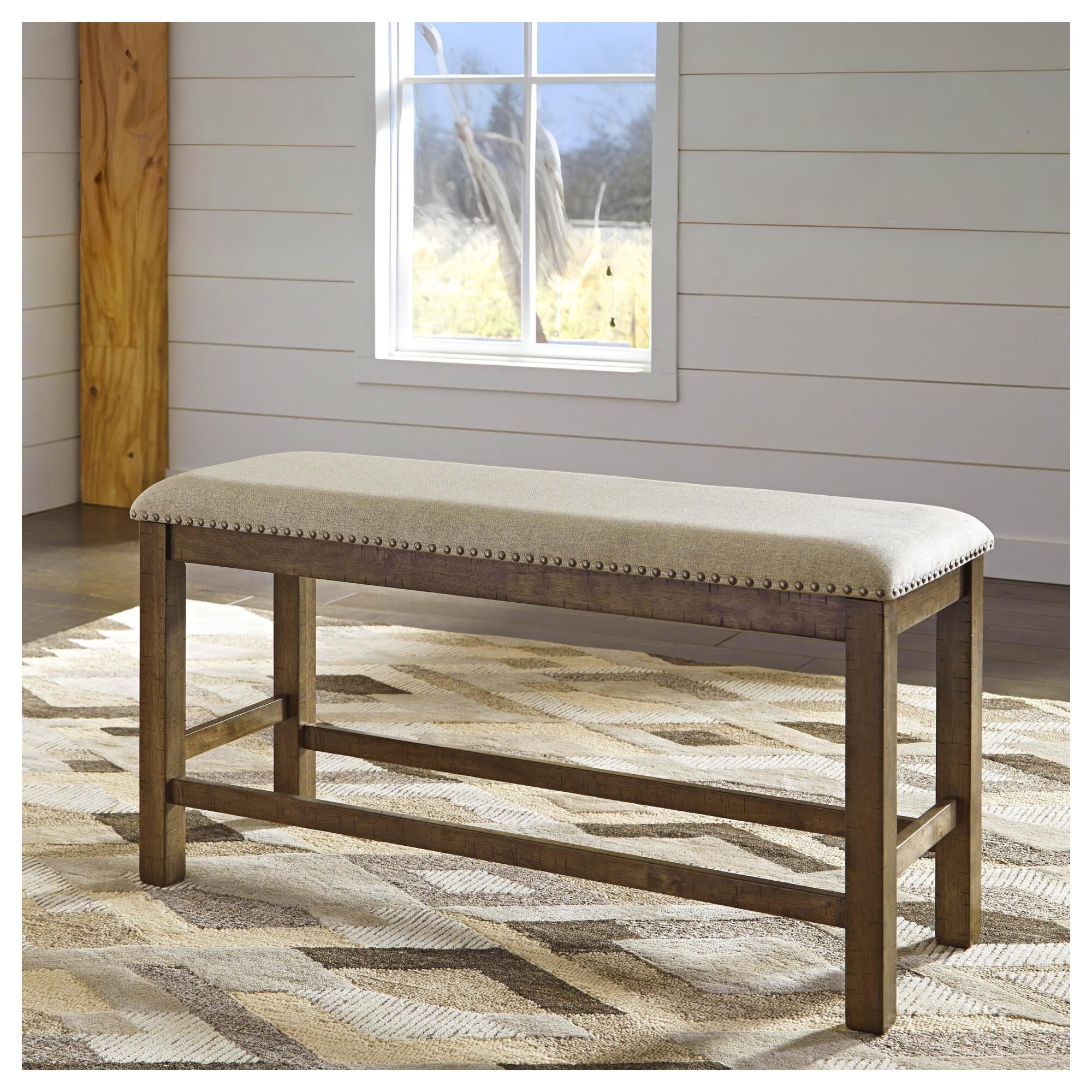 Moriville Counter Height Dining Bench Beige Brown