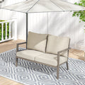 Mornlift 1 Piece Aluminum Outdoor Loveseat With Beige Cushions