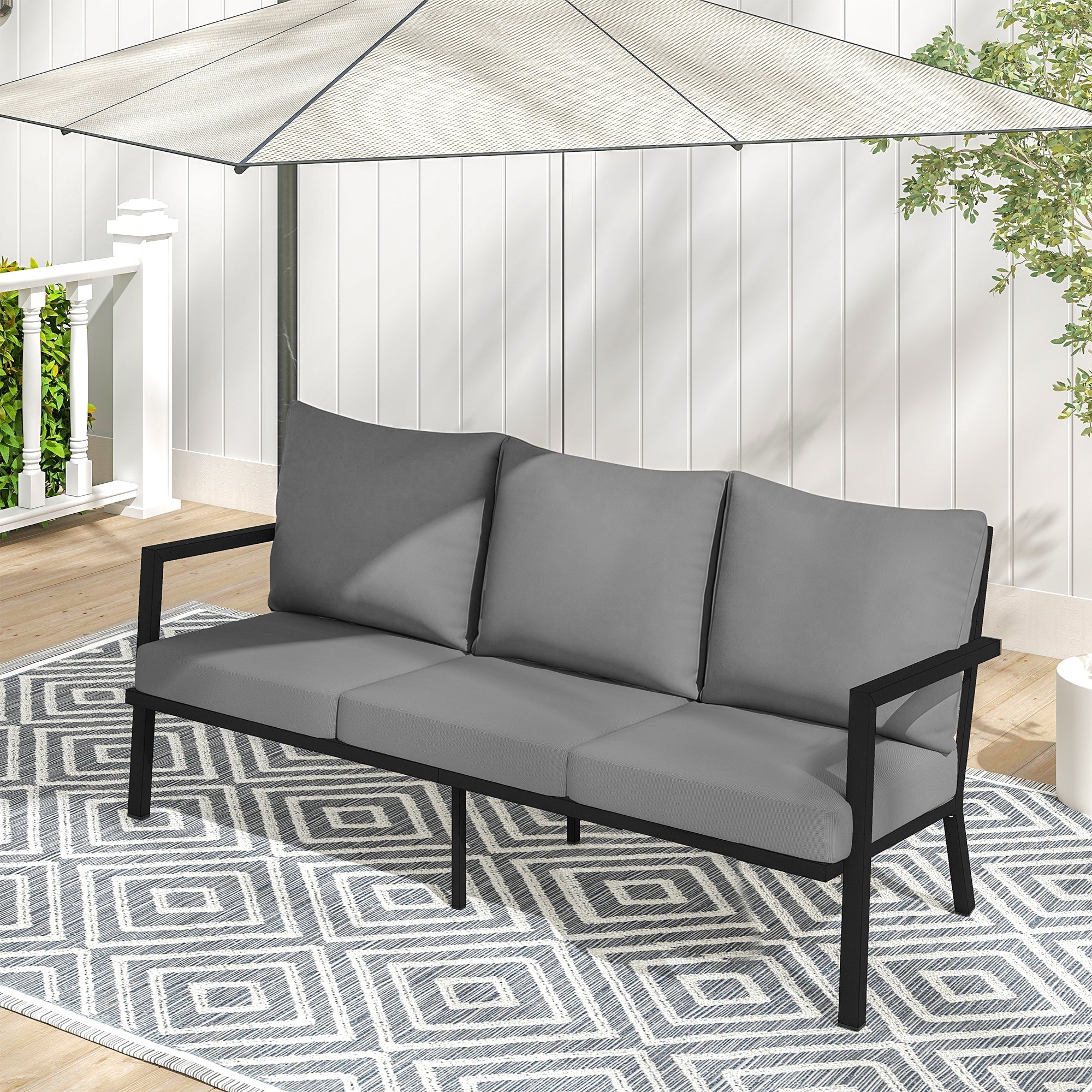 Mornlift 1 Piece Aluminum Outdoor Sofa With Beige Cushions