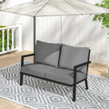 Mornlift 2 Piece Aluminum Outdoor Sofa Chair With Beige Cushions