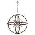 Morning Star 19.5 Inch Wide 6 Light Chandelier In Aged Fir With Chrome 19.5In W X 19.5In D X 20In H