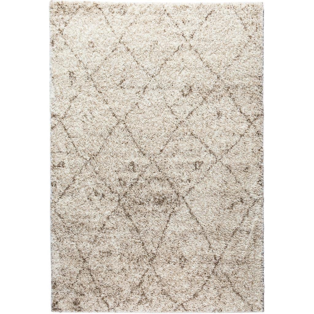 Well Woven Moroccan Lattice Shag Vanilla Classic Diamond Trellis Pattern Area Rug 5 X 72