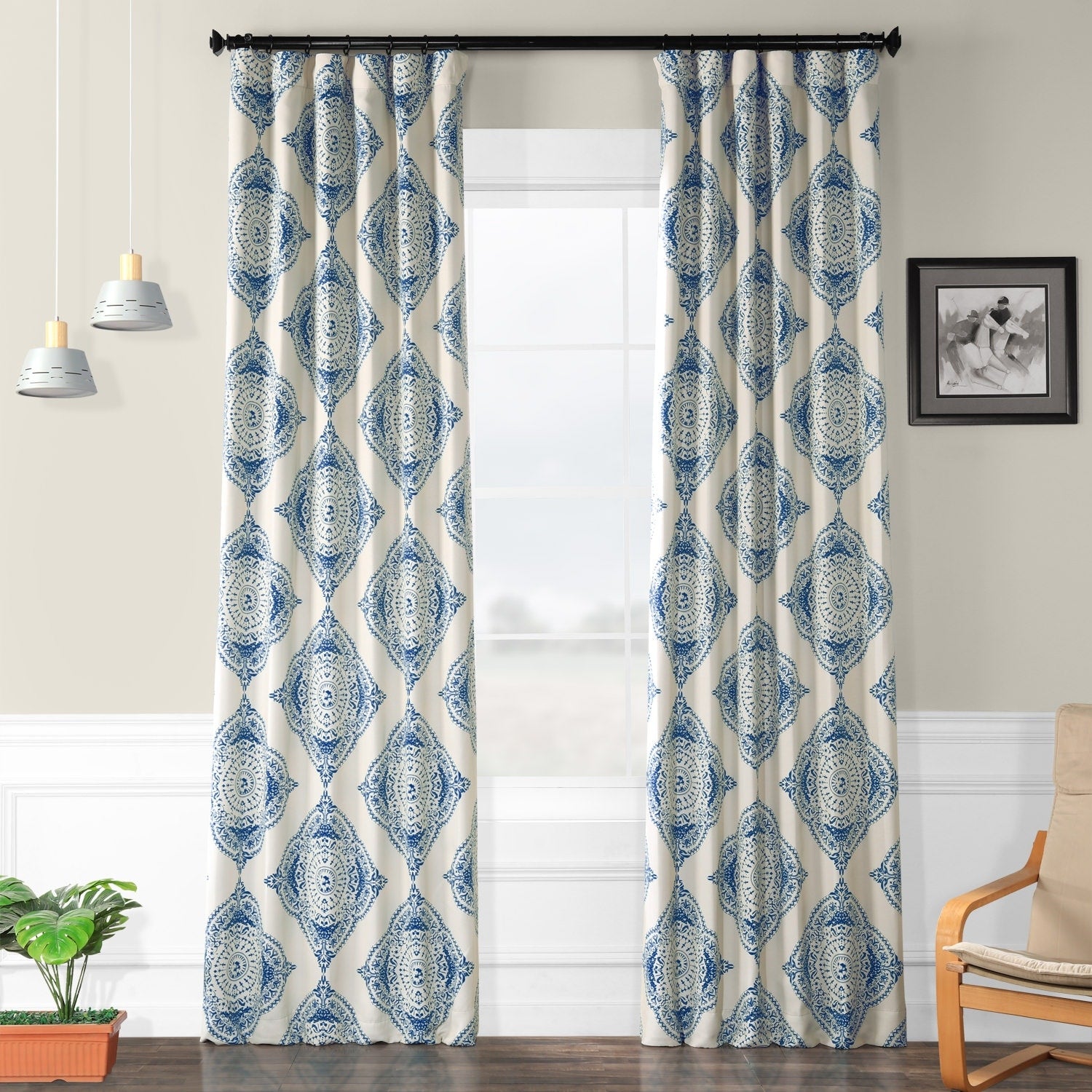 Moroccan Style Thermal Insulated Blackout Curtain Panel Pair
