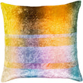 Morpheus Yellow Aqua Crushed Velvet Feather Down Throw Pillow 18 X 18