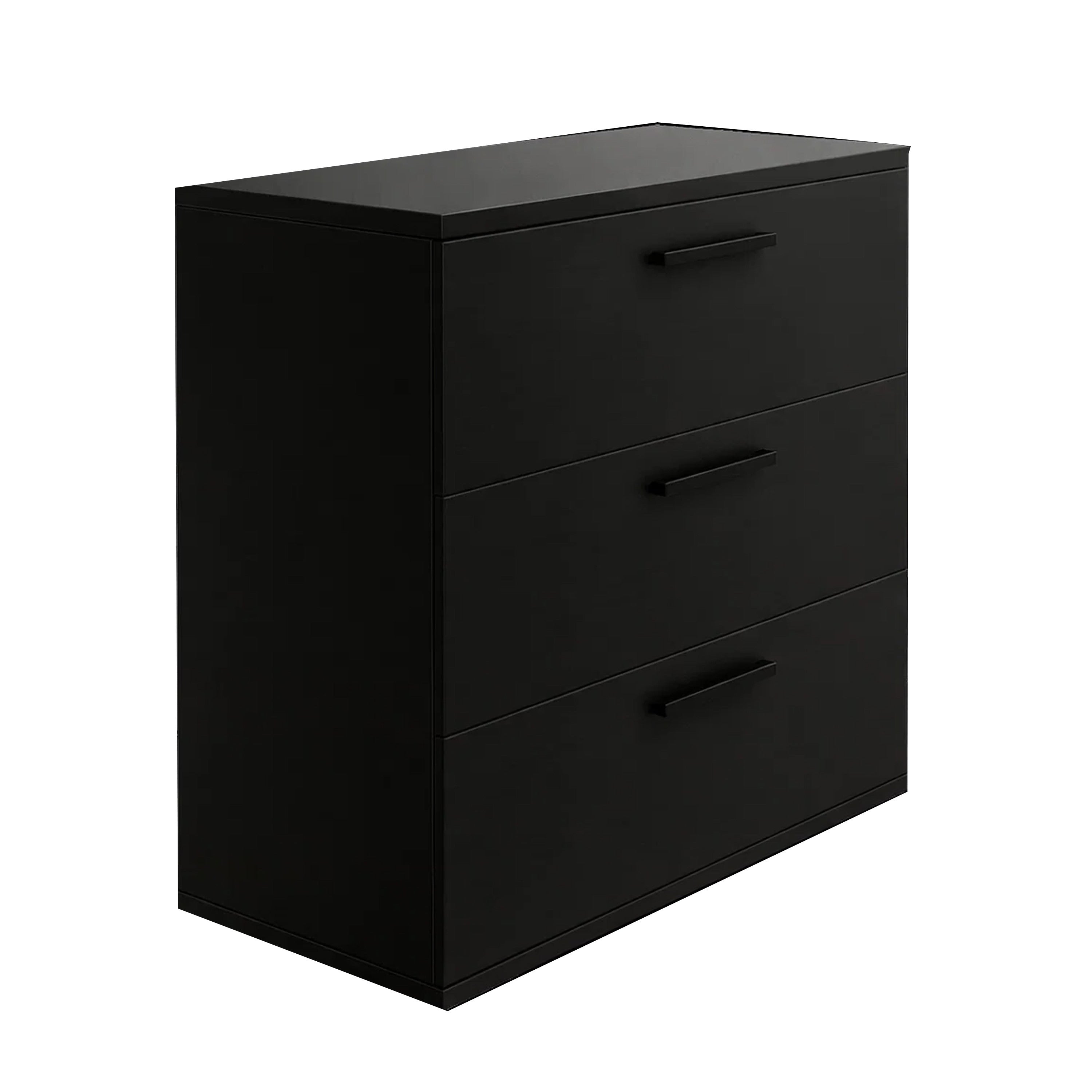 Moru Modular Oversize Dresser Chest 3 Deep Drawers Modern Black Wood