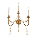 Mosaic 3 Light Flambeau Inspired Wall Sconce In Antique Gold N A