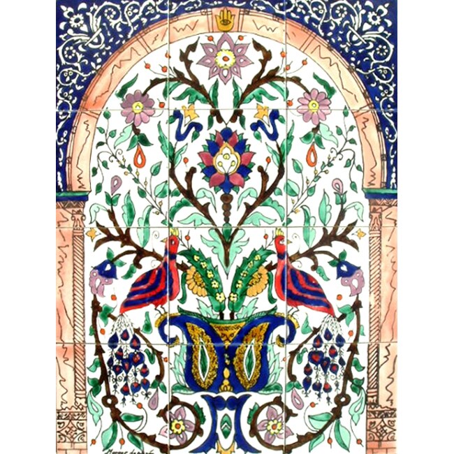 Mosaic Baby Peacock 12 Tile Ceramic Wall Panel