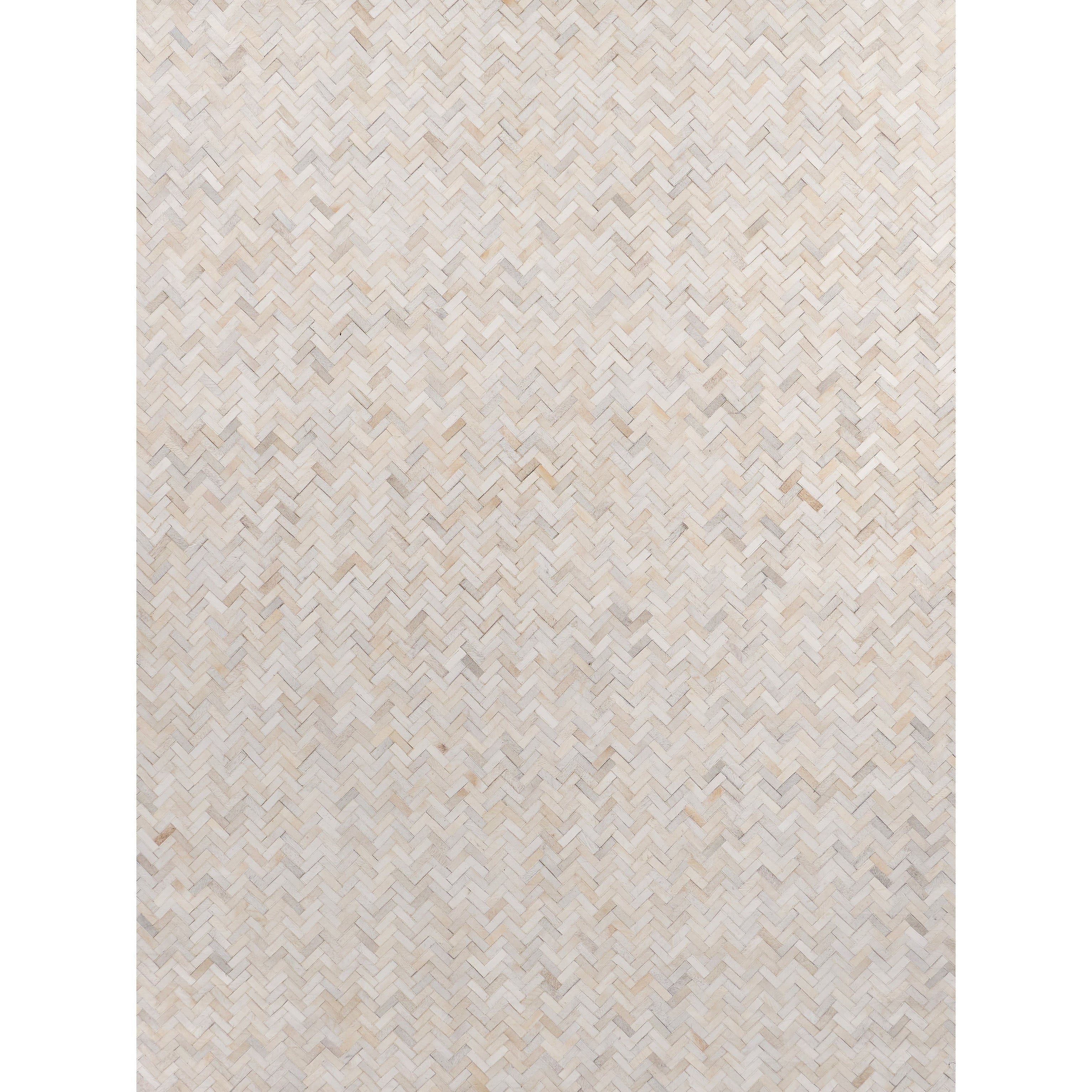 Mosaic Leather Hand Tufted Leather Hide Ivory Area Rug