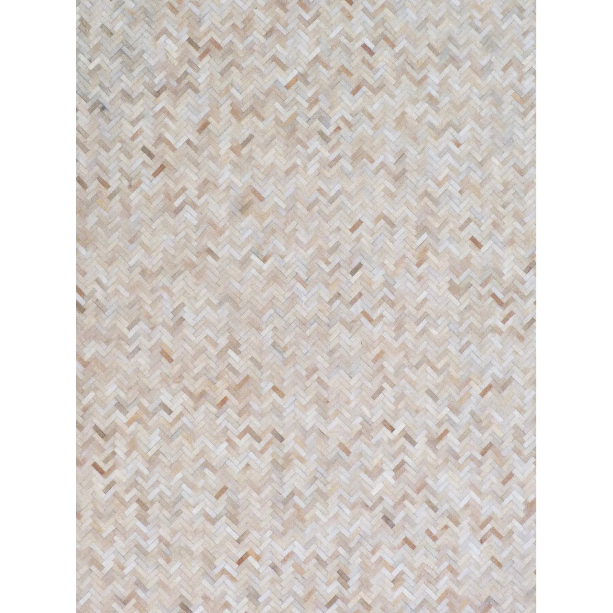 Mosaic Leather Hand Tufted Leather Hide Light Beige Area Rug