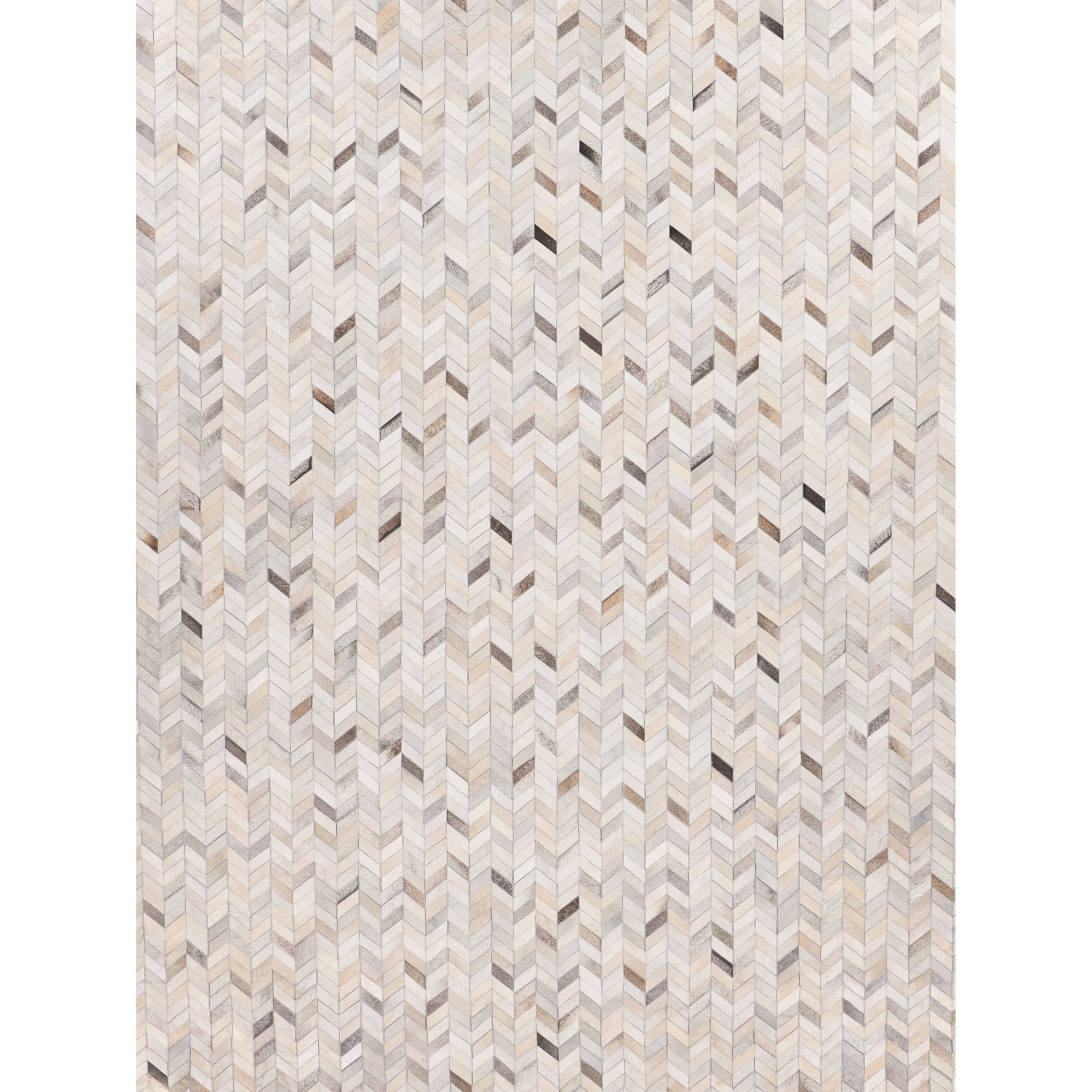Mosaic Leather Hand Tufted Leather Hide Silver Area Rug