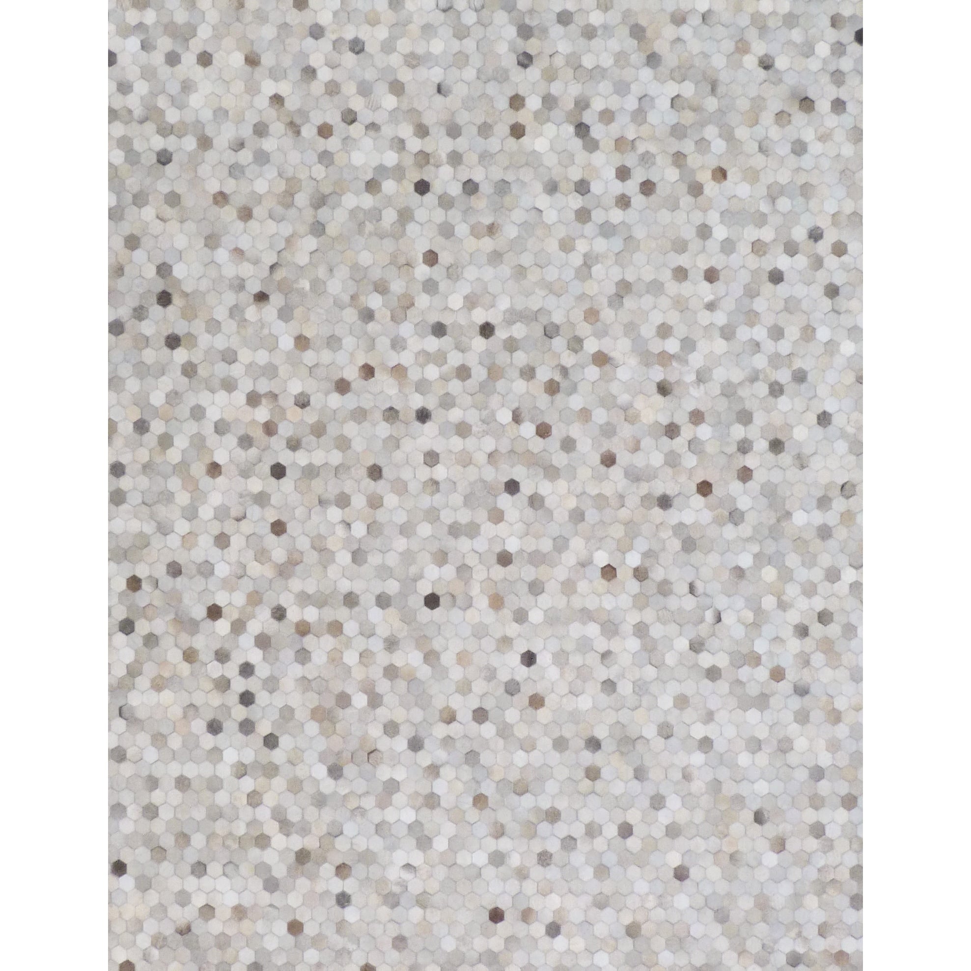 Mosaic Leather Hand Tufted Leather Hide Silver Area Rug