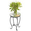 Mosaic Round Terrace Bistro Table Side Table With Coloured Glass
