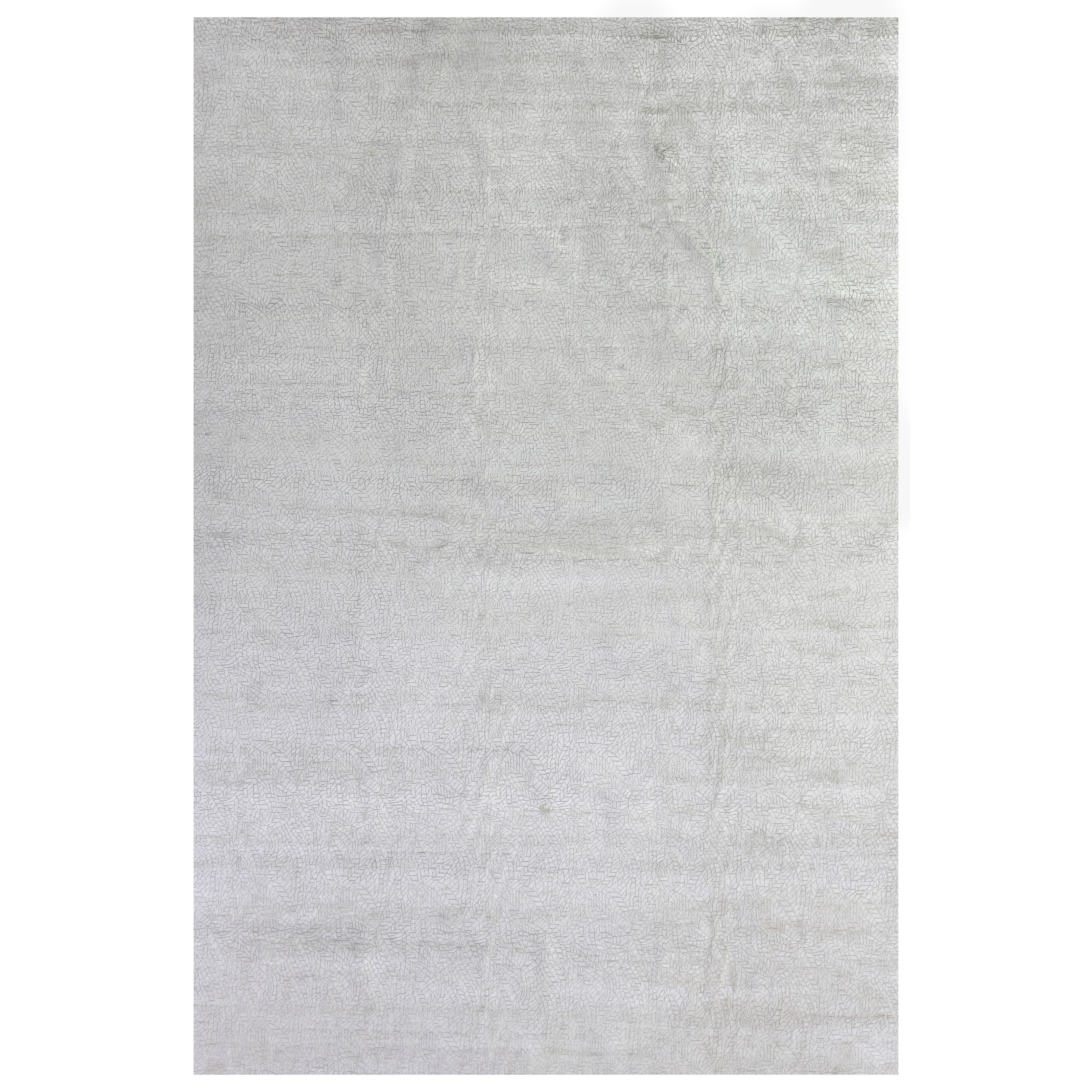 Mosaic Hand Knotted Bamboo Silk Ivory Area Rug