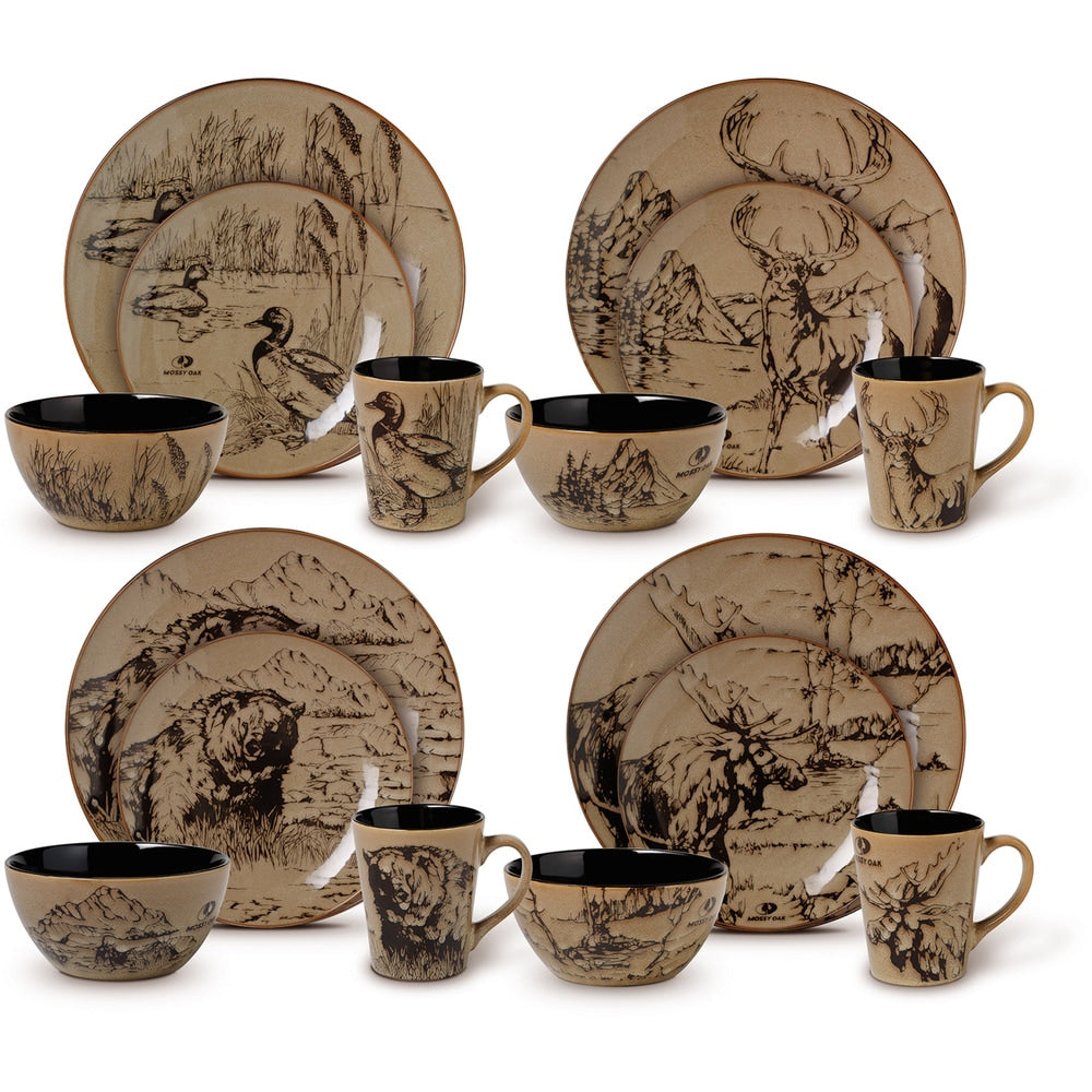 Mossy Oak 16 Piece Assorted Dinnerware Set
