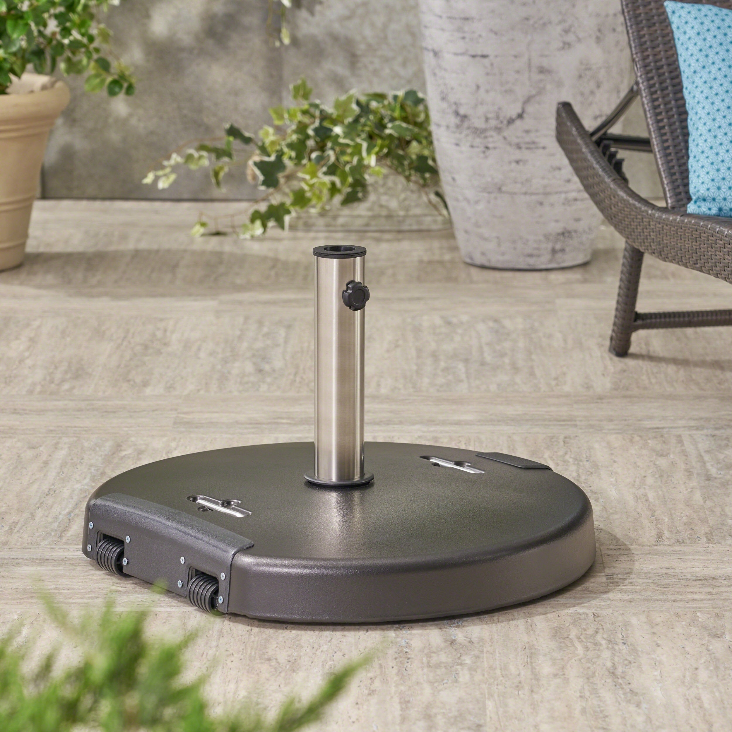 Mota Outdoor Umbrella Base With Stainless Steel Collar By Christopher Knight Home