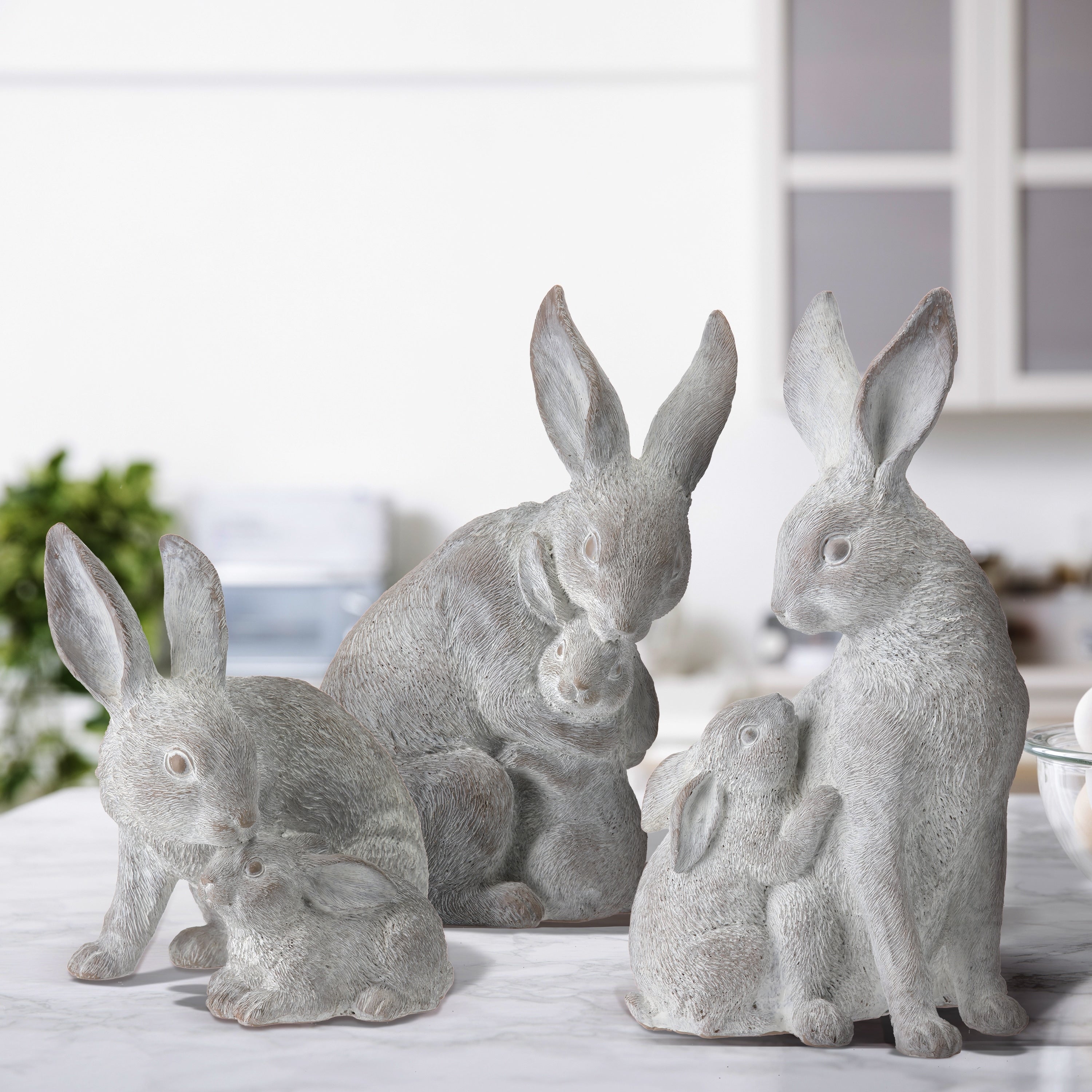 Resin Mother Child Bunny 11 Set Of 3