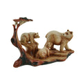 Mother Bear And Cubs Carved Wood Look Resin Statue