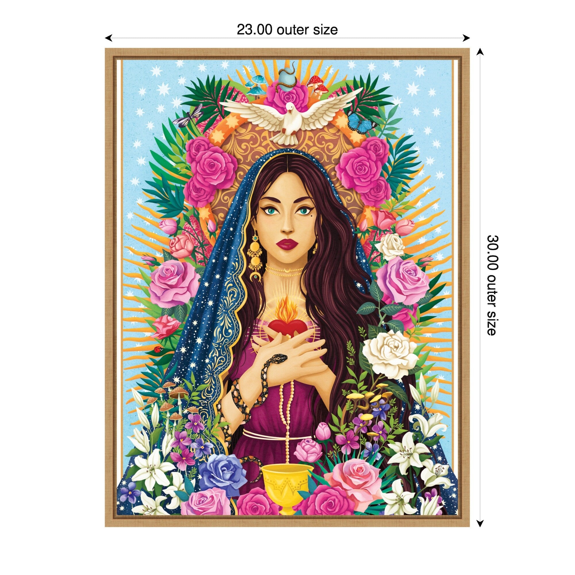 Mother Mary Christian Art By Nour Tohme Framed Canvas Wall Art Print