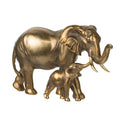 Mother And Baby Elephant Decorative Statue 12 Inch Gold Bronze Polyresin