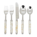 Mother Of Pearl 5 Piece Flatware Set Stainless Steel Cutlery With Shell Handles For Dining Entertaining Gifting
