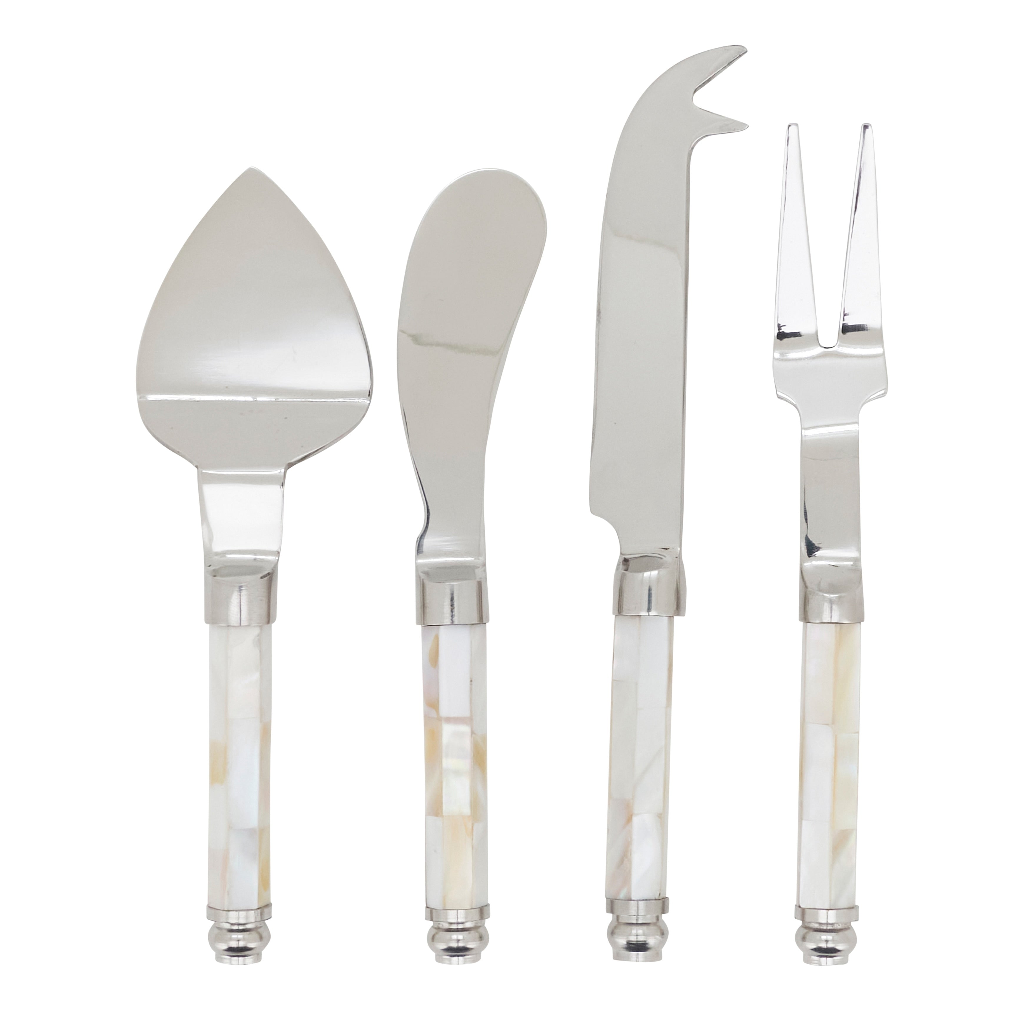 Mother Of Pearl Handle Cheese Knife Set Stainless Steel Entertaining Knives With Gift Box