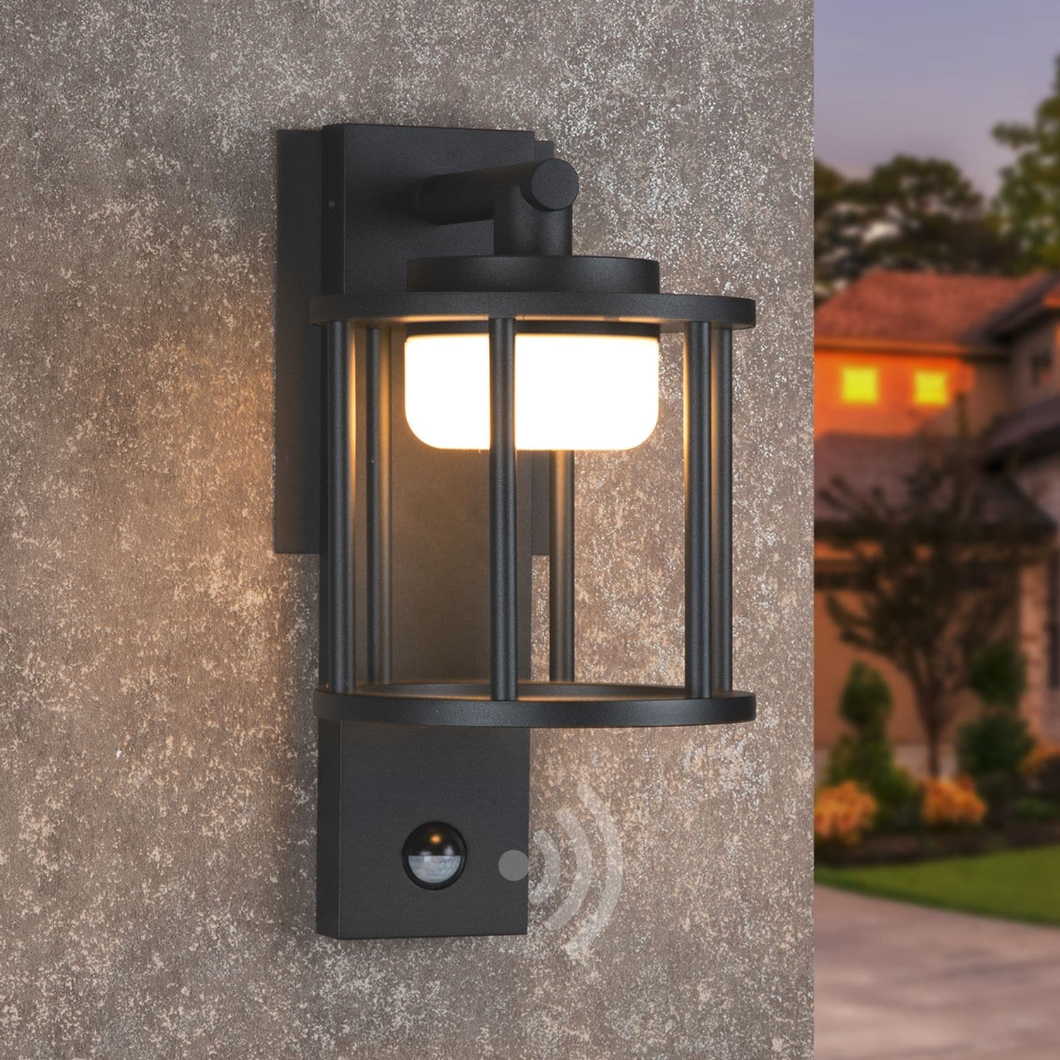 Motion Sensor Outdoor Wall Porch Light 650Lm 6.5W Gx53 Led Bulb Modern Wall Sconce 3000K