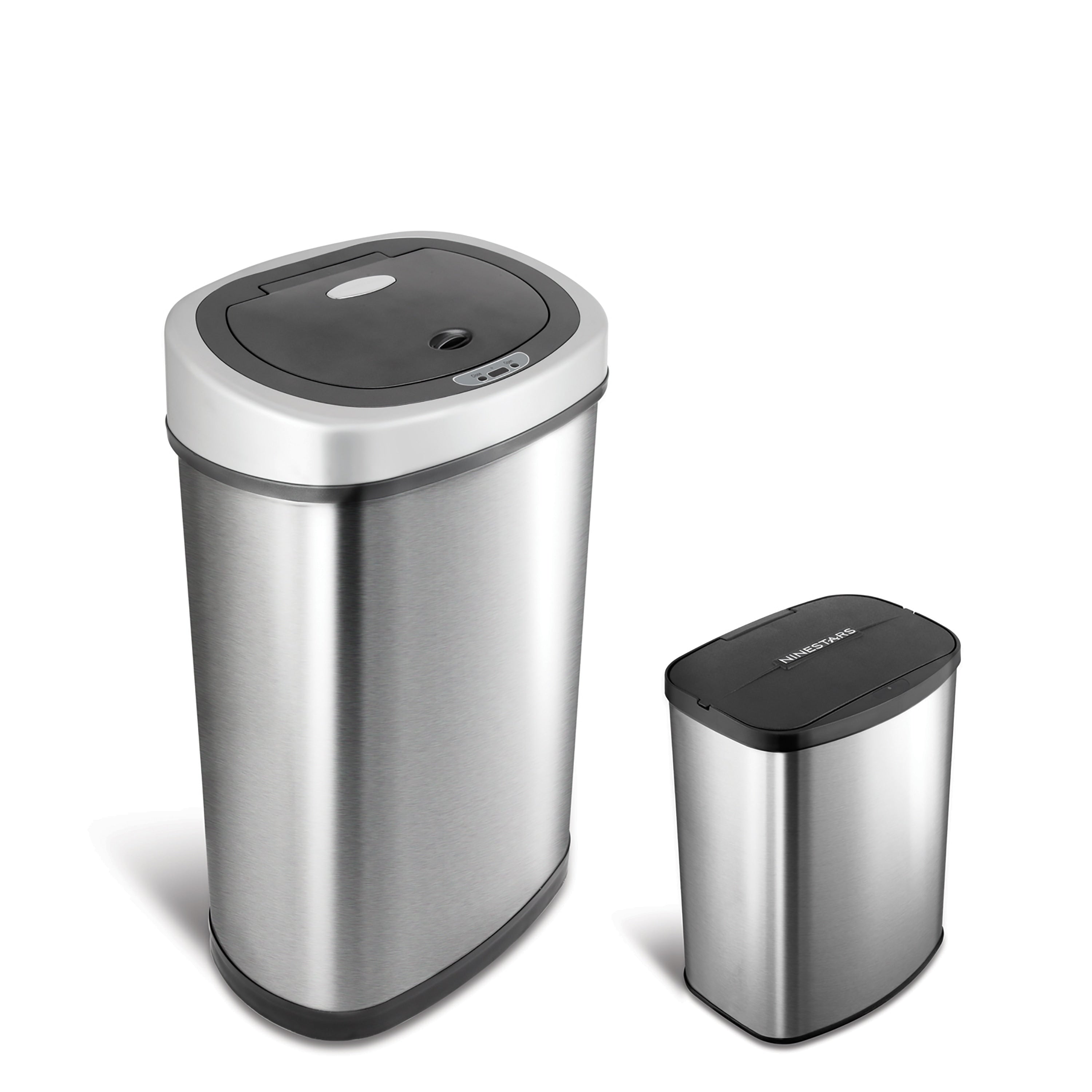 Motion Sensor Stainless Steel 2 In 1 Combo Bathroom Kitchen Trash Can Set