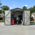 Motorcycle Outdoor Storage Shed With Window Without Tracks And Fixtures Grey
