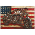 Motorcycle 3 Mixed Media Iron Hand Painted Dimensional Wall D Cor