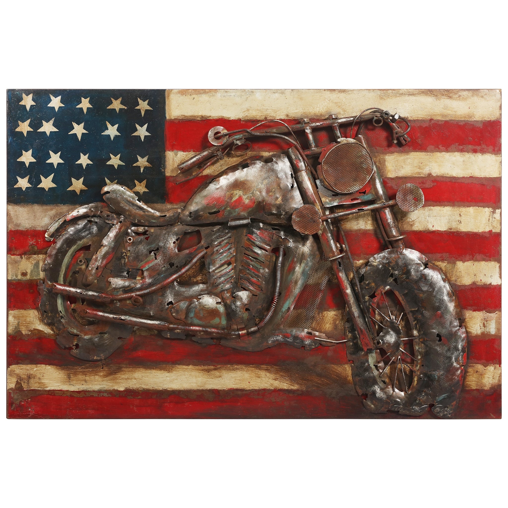 Motorcycle 3 Mixed Media Iron Hand Painted Dimensional Wall D Cor