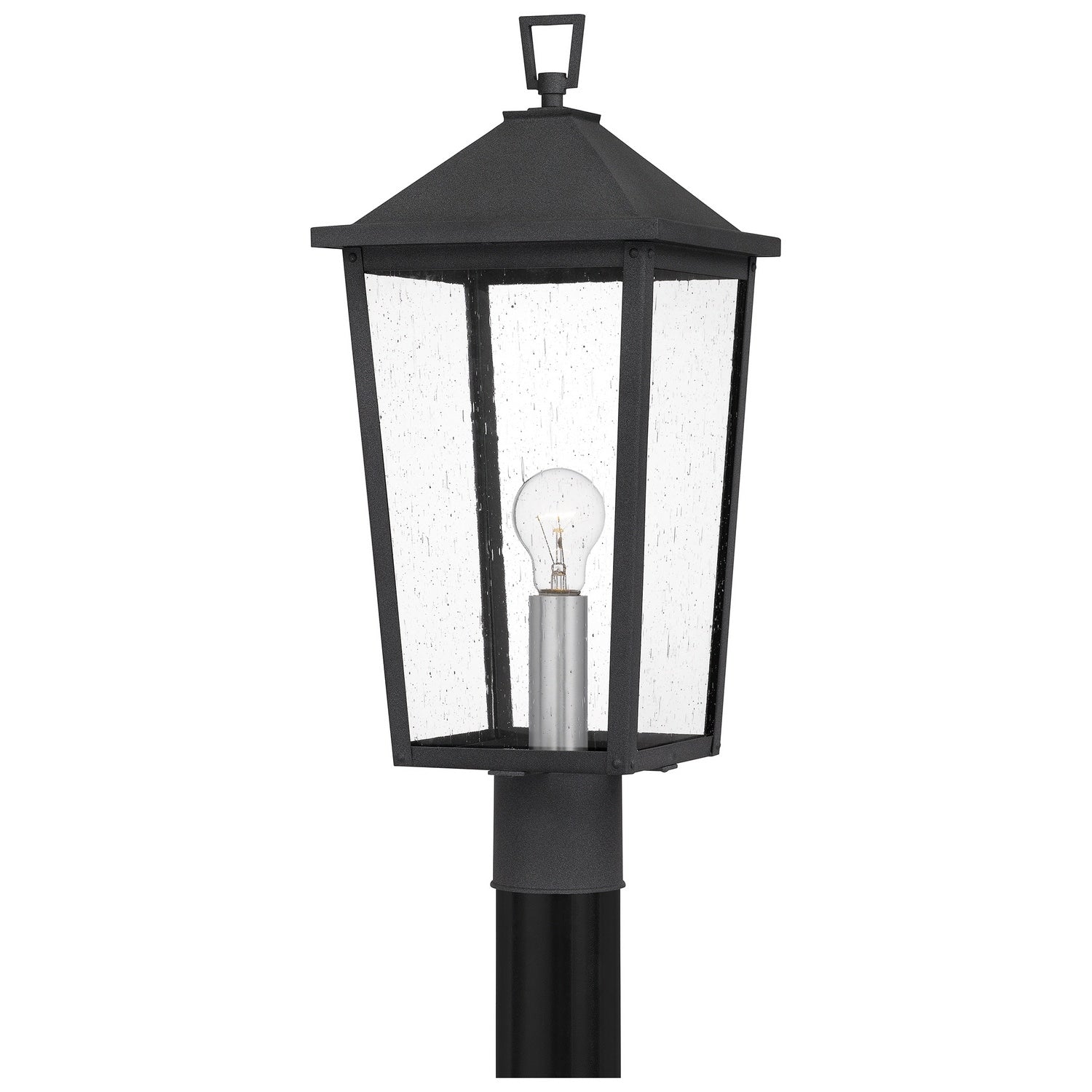 Mottled Black One Light Outdoor Post Mount From The Stoneleigh Collection