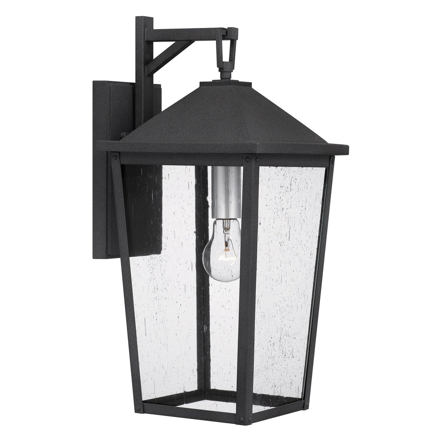 Mottled Black One Light Outdoor Wall Mount From The Stoneleigh Collection