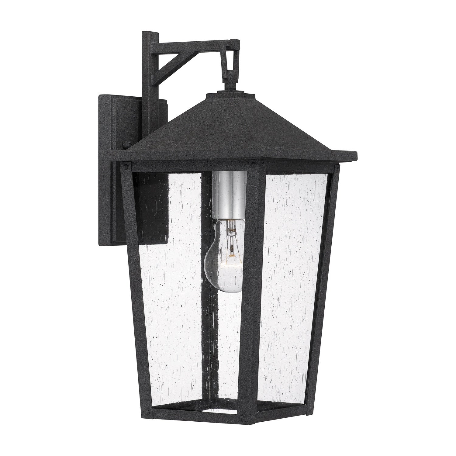 Mottled Black One Light Outdoor Wall Mount From The Stoneleigh Collection
