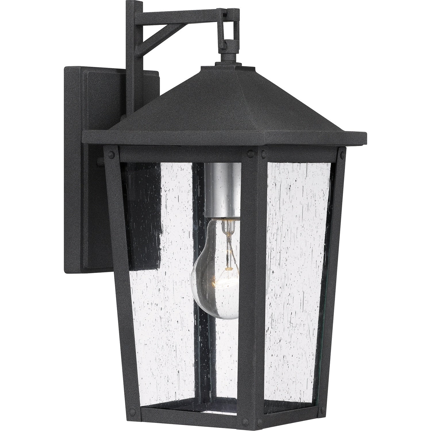 Mottled Black One Light Outdoor Wall Mount From The Stoneleigh Collection