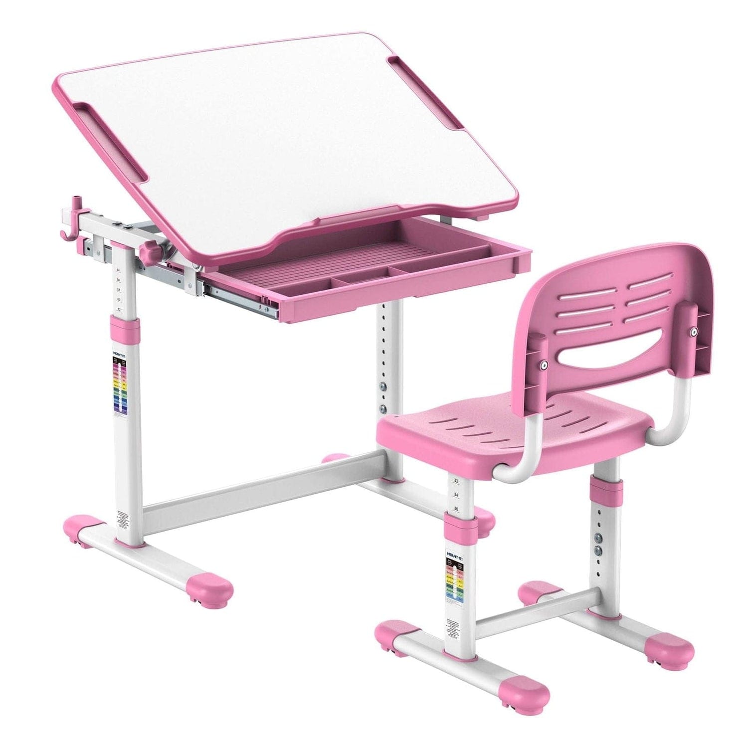 Mount It Kids Desk And Chair Set Height Adjustable Pink