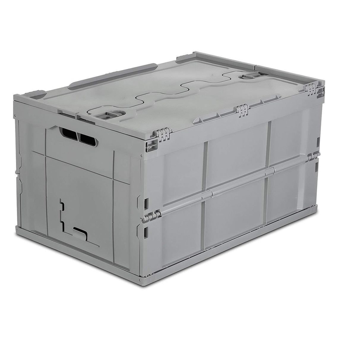 Mount It Collapsible Plastic Storage Crate Collapsible Utility Distribution Container With Attached Lid Mi 908 Gray