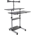 Mount It Extra Wide Mobile Standing Desk With Dual Monitor Mount 40 Inch Wide Silver