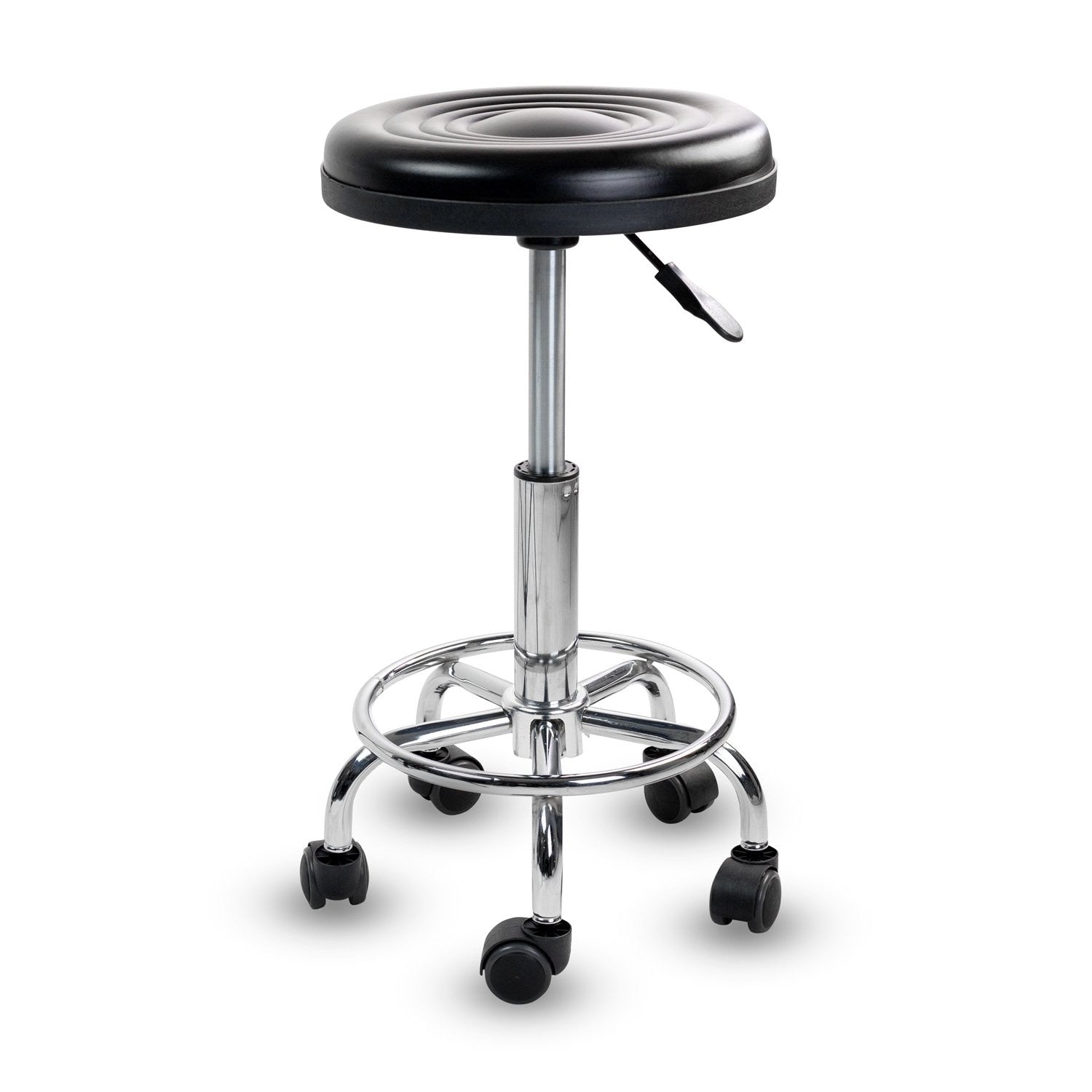 Mount It Height Adjustable Stool With Wheels Black