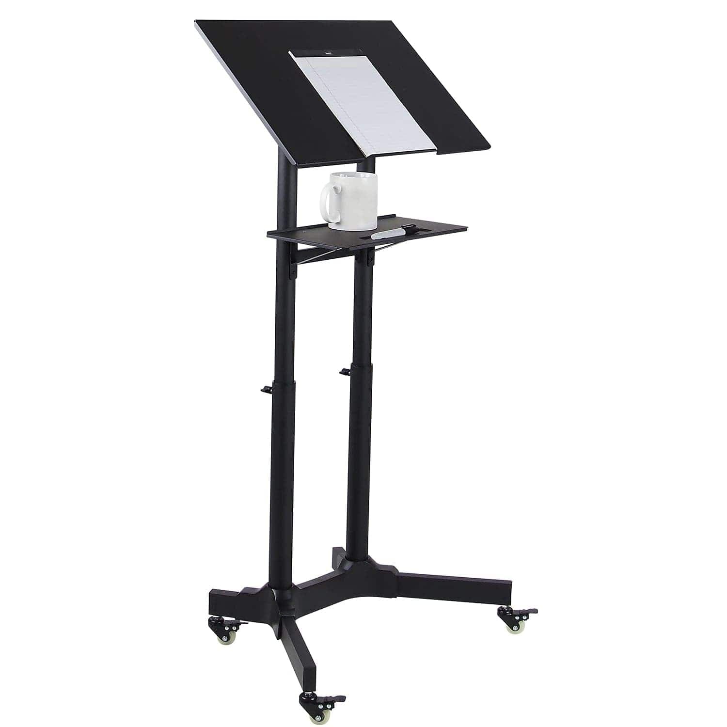 Mount It Portable Standing Desk Presentation Lectern Laptop Stand Up Desk With Caster Wheels Mi 7971