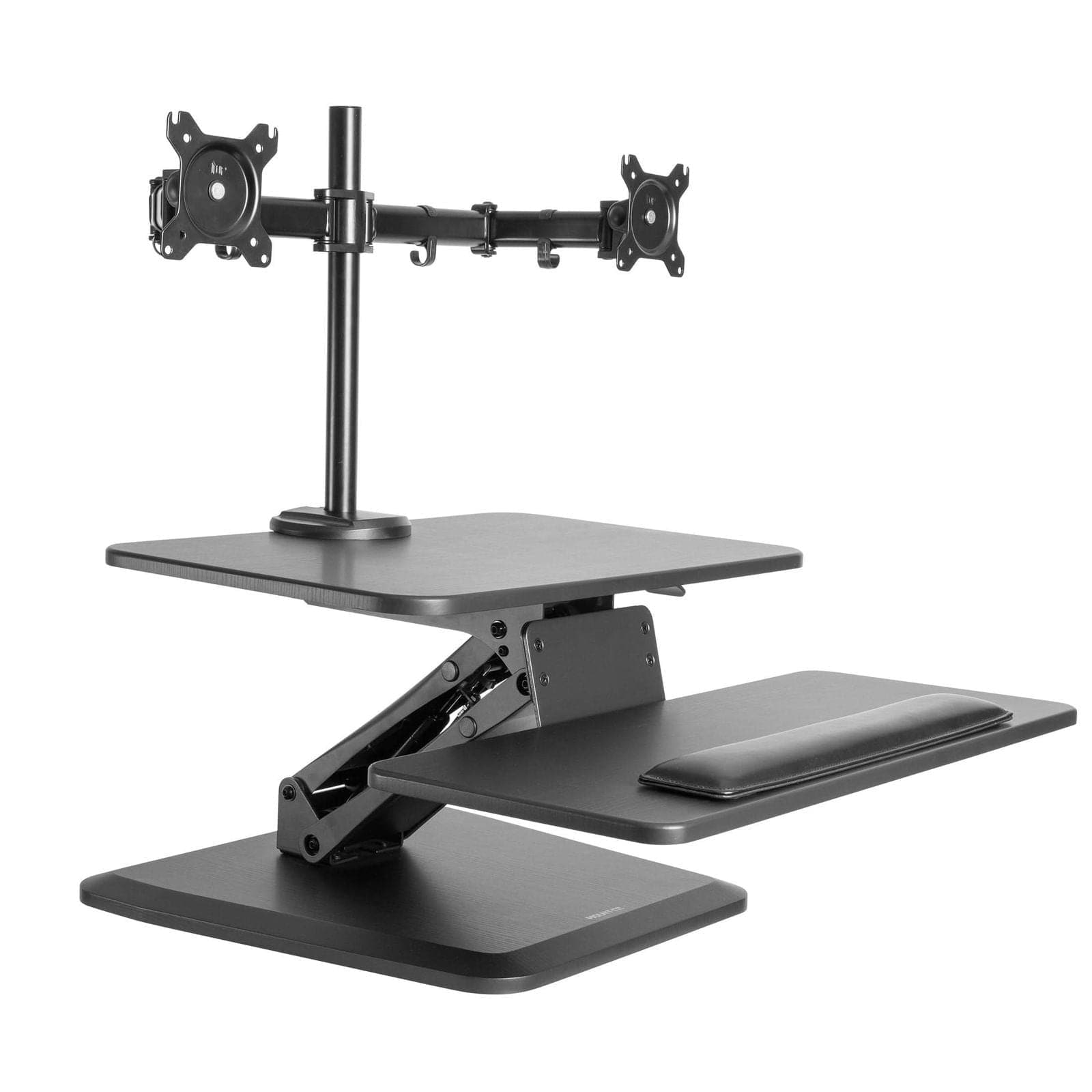 Mount It Sit Stand Workstation With Dual Monitor Mount Black Mi 7914